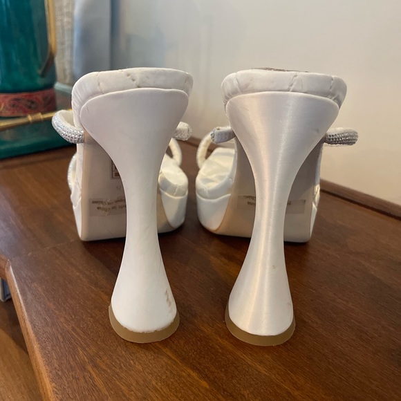 Jeffrey Campbell “Movie” Platform Mule in Satin White and Rhinestones - Picture 5 of 9